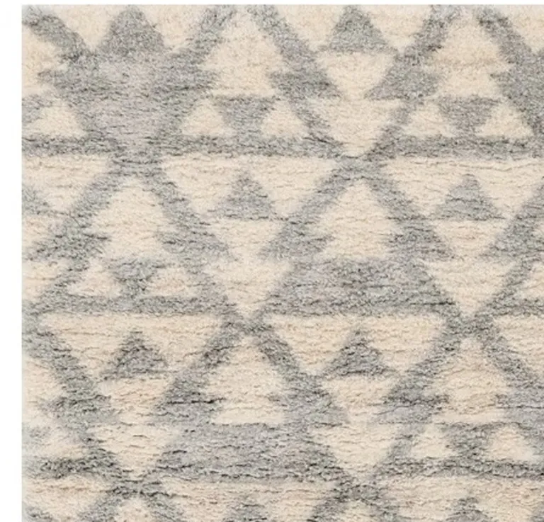 Ivory Grey Machine Woven Geometric Indoor Area Rug Photo 4