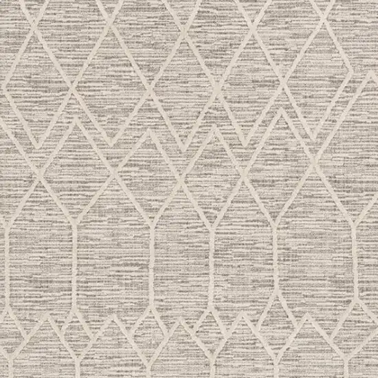 Ivory And Gray Geometric Area Rug With Fringe Photo 4