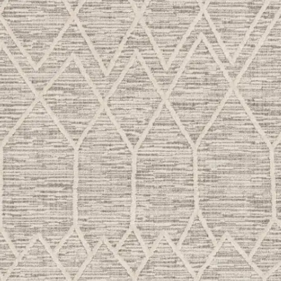 Ivory And Gray Geometric Area Rug With Fringe Photo 3