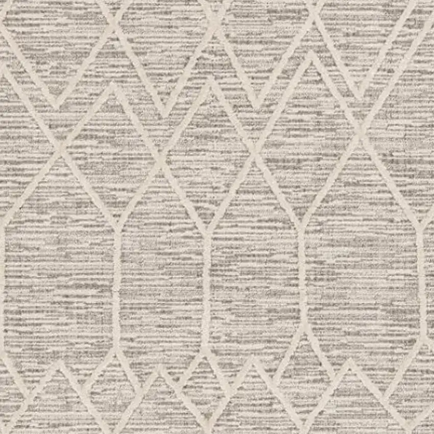 Ivory And Gray Geometric Area Rug With Fringe Photo 3