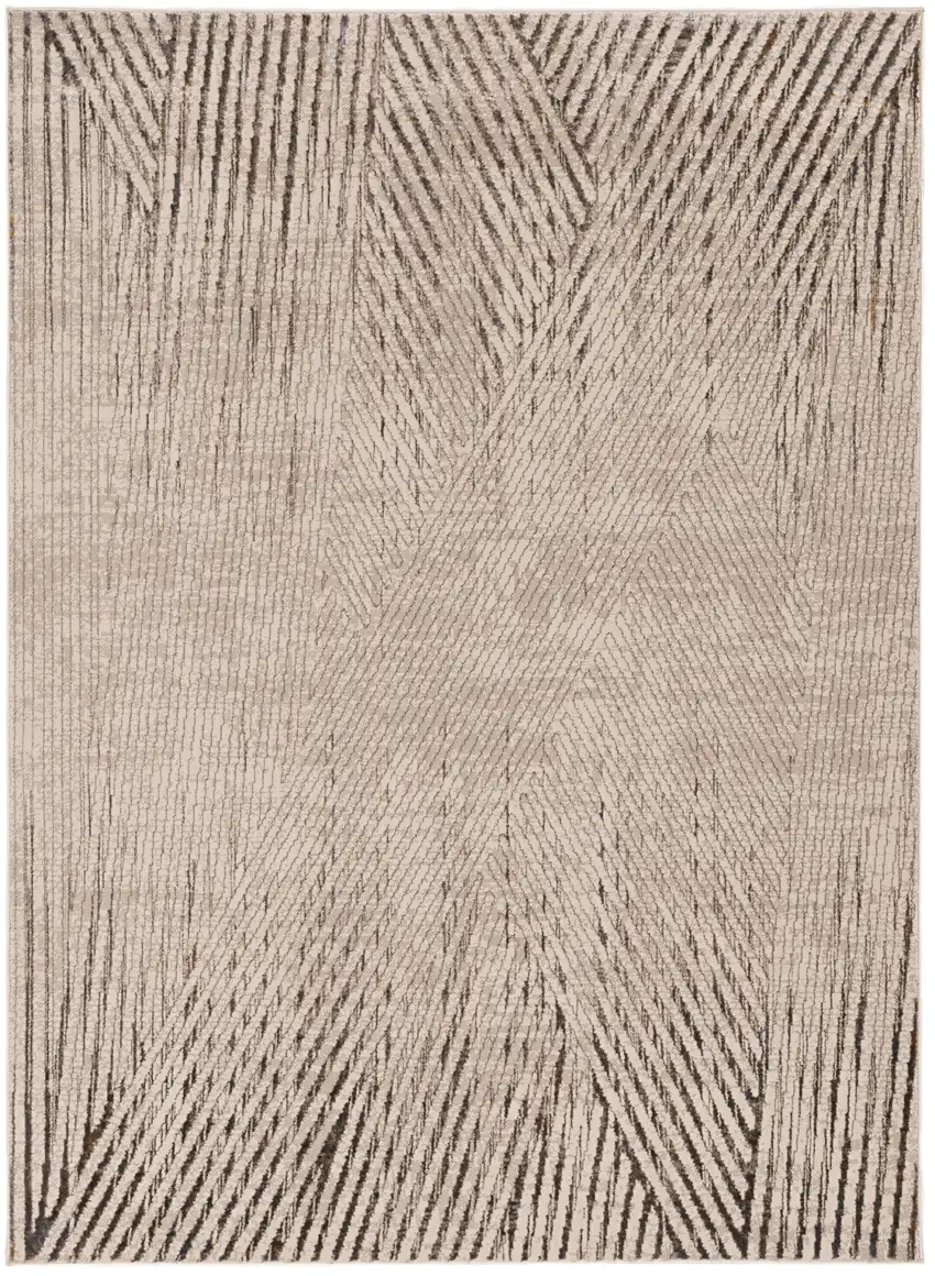 Ivory And Gray Geometric Area Rug Photo 2