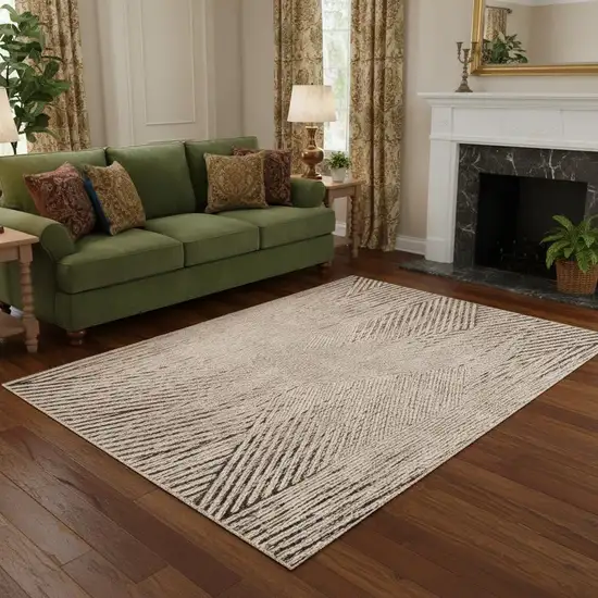 Ivory And Gray Geometric Area Rug Photo 1