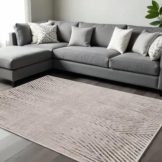 Gray And Ivory Geometric Area Rug Photo 2