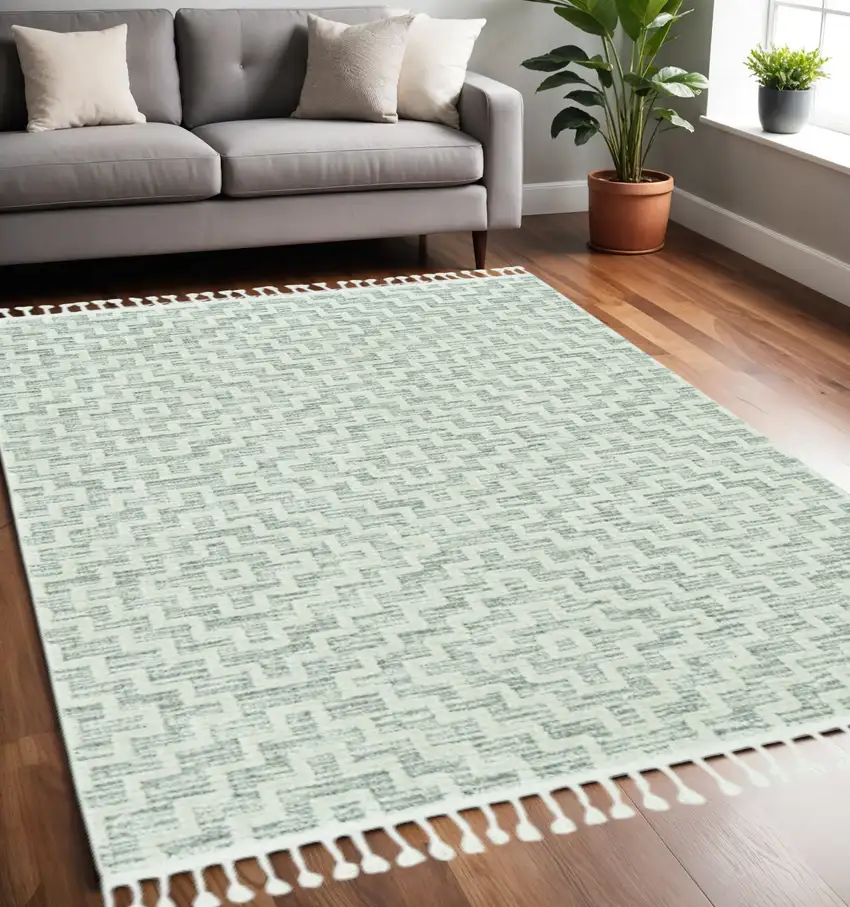 Gray and Ivory Geometric Area Rug Photo 1