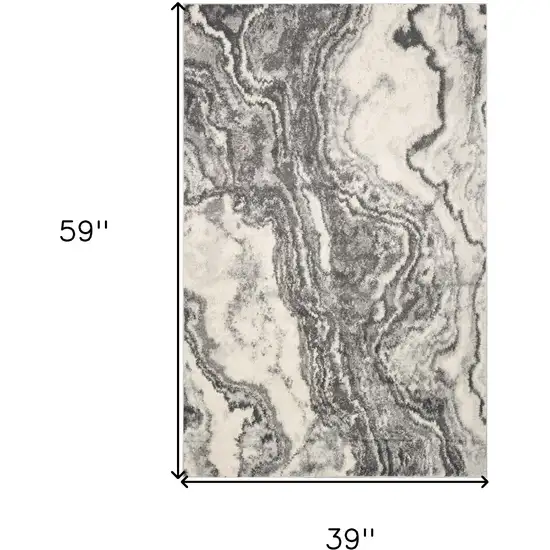 Gray And Ivory Abstract Area Rug Photo 3