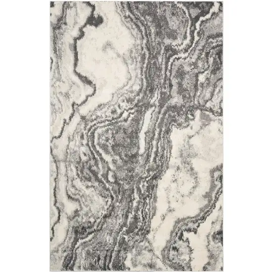 Gray And Ivory Abstract Area Rug Photo 6
