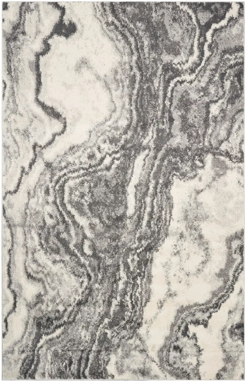 Gray And Ivory Abstract Area Rug Photo 6