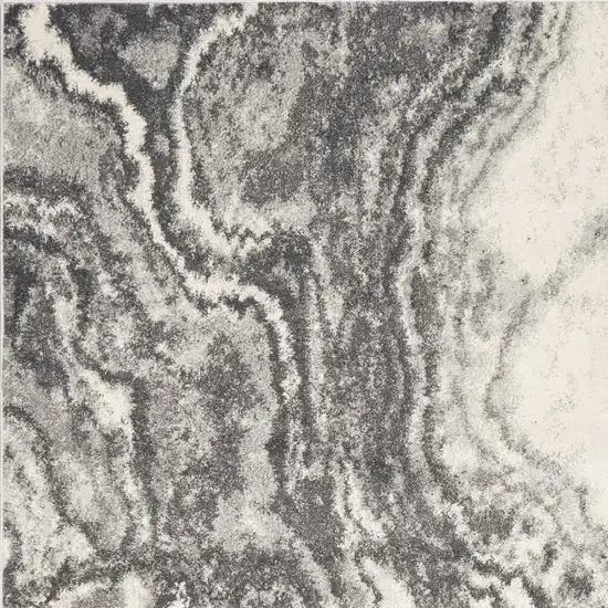 Gray And Ivory Abstract Area Rug Photo 8