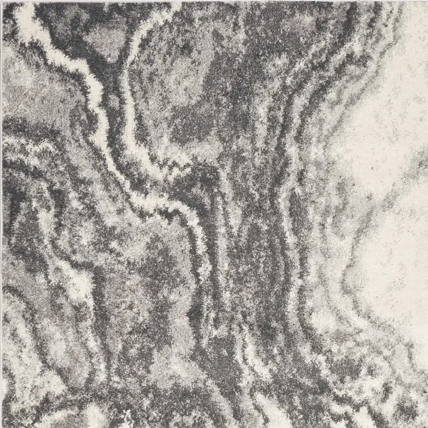Gray And Ivory Abstract Area Rug Photo 8