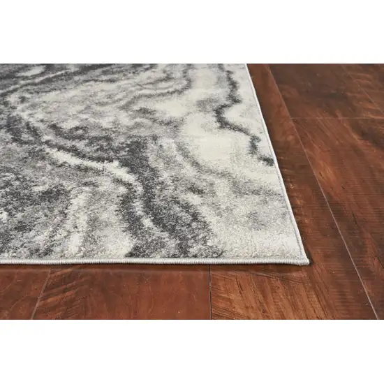 Gray And Ivory Abstract Area Rug Photo 4