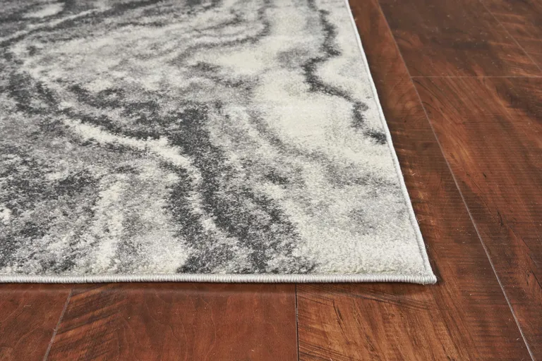 Ivory Grey Machine Woven Marble Indoor Area Rug Photo 4