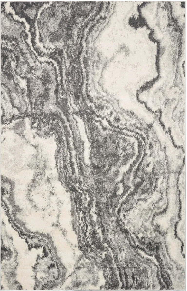 Ivory Grey Machine Woven Marble Indoor Area Rug Photo 2