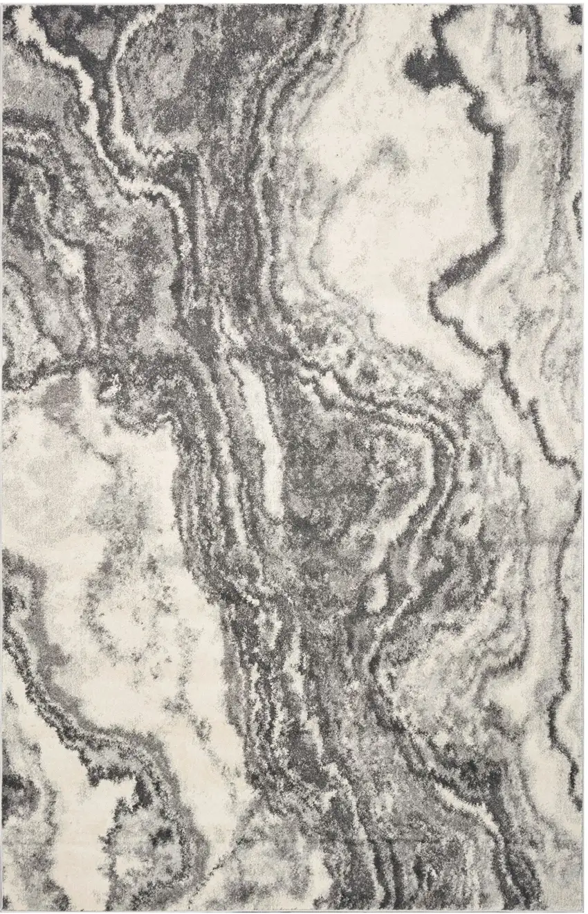 Gray And Ivory Abstract Area Rug Photo 2