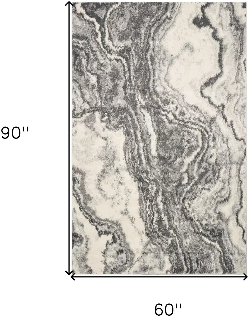 Gray And Ivory Abstract Area Rug Photo 6