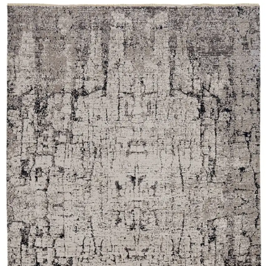 Ivory And Gray Abstract Distressed Area Rug Photo 4
