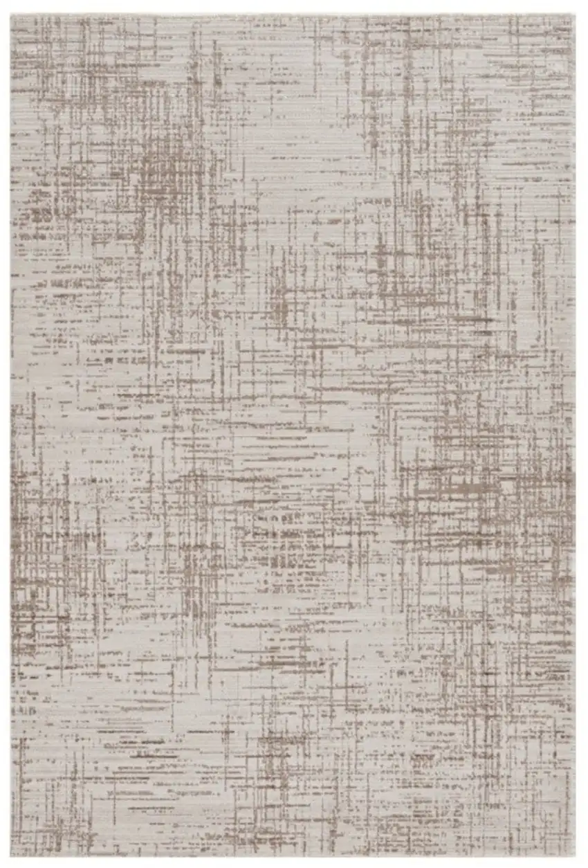 Ivory Grey Machine Woven Shrank Abstract Industrial Style Indoor Area Rug Photo 1