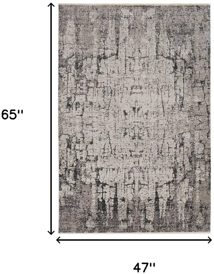 Ivory Grey Machine Woven Shrank Abstract Industrial Style Indoor Area Rug Photo 4