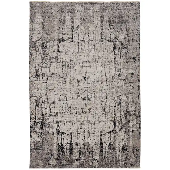 Ivory And Gray Abstract Distressed Area Rug Photo 2