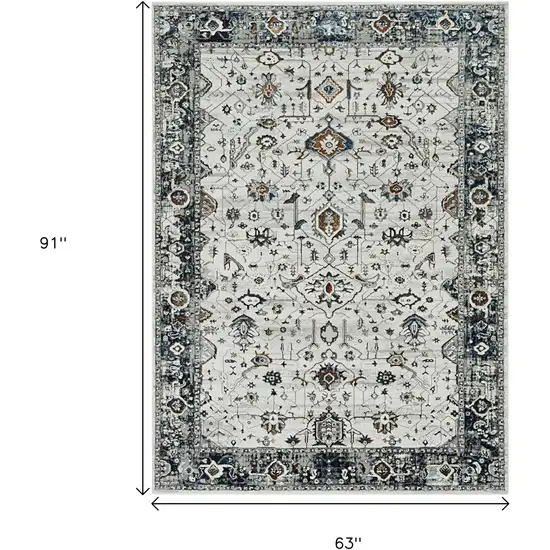 Ivory And Gray Floral Medallion Area Rug Photo 3