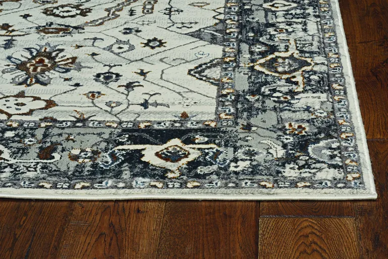 Ivory Grey Machine Woven Traditional Indoor Area Rug Photo 1