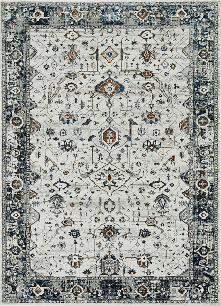 Ivory Grey Machine Woven Traditional Indoor Area Rug Photo 2