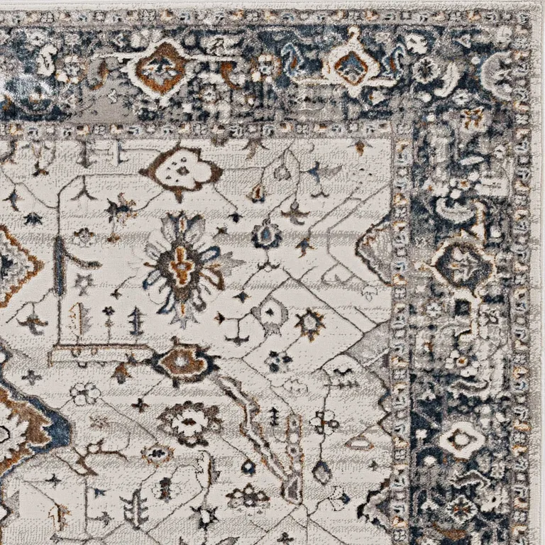 Ivory Grey Machine Woven Traditional Indoor Area Rug Photo 3