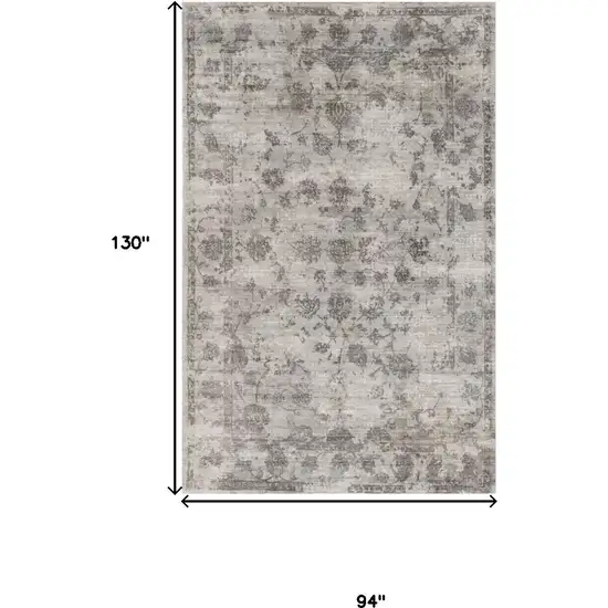 Ivory Gray And Brown Floral Area Rug Photo 4