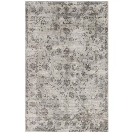 Ivory Gray And Brown Floral Area Rug Photo 2