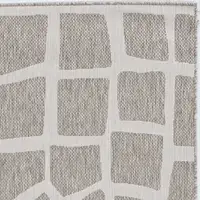 Photo of Ivory Grey Machine Woven UV Treated Abstract Indoor Outdoor Area Rug
