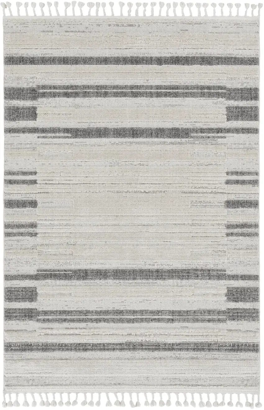 94 X 130 Ivory  Grey Polyester Rug Photo 2