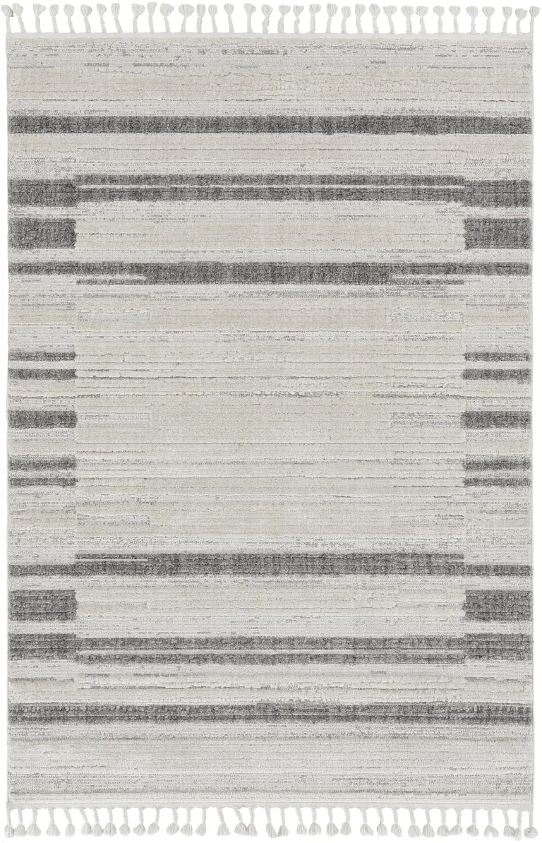 Ivory Grey Polyester Rug Photo 2