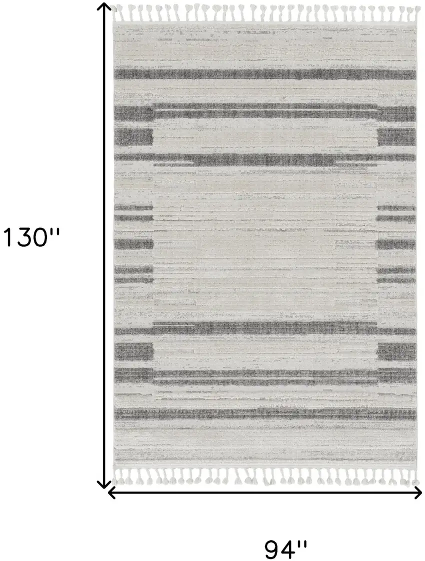 94 X 130 Ivory  Grey Polyester Rug Photo 3