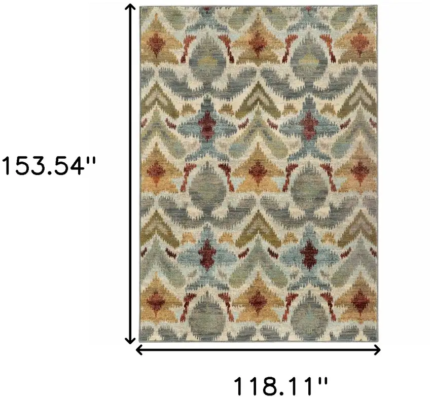 Ivory Grey Rust Gold And Blue Abstract Power Loom Stain Resistant Area Rug Photo 4