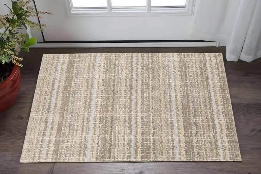 Ivory And Gray Abstract Area Rug Photo 1