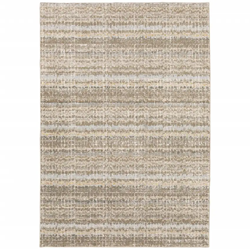 Ivory Grey Tan And Brown Abstract Power Loom Stain Resistant Area Rug Photo 1