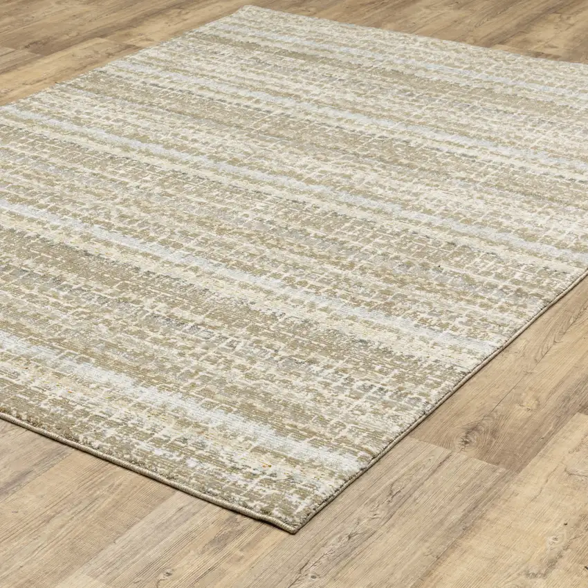 Ivory Grey Tan And Brown Abstract Power Loom Stain Resistant Area Rug Photo 6