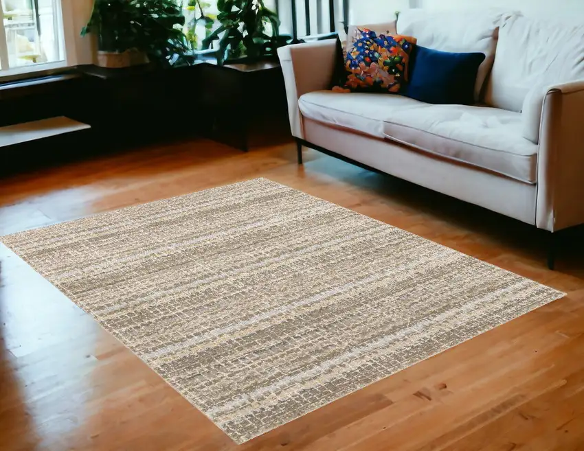 Gray and Ivory Abstract Power Loom Area Rug Photo 1