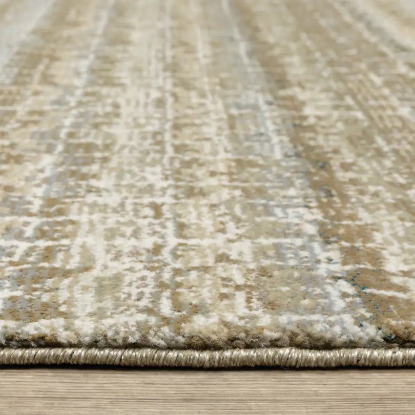 Ivory Grey Tan And Brown Abstract Power Loom Stain Resistant Area Rug Photo 9