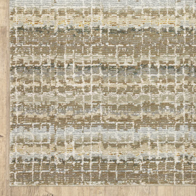 Ivory Grey Tan And Brown Abstract Power Loom Stain Resistant Area Rug Photo 5