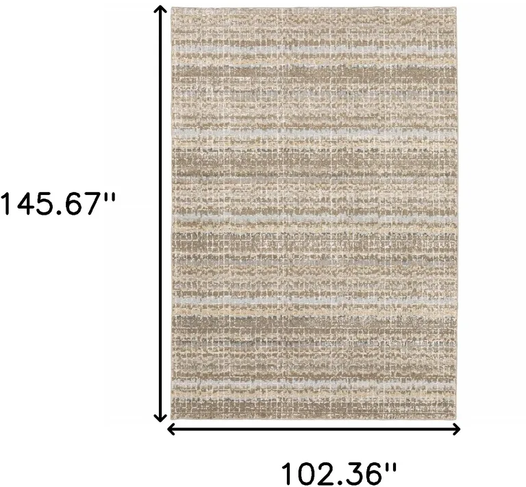 Ivory Grey Tan And Brown Abstract Power Loom Stain Resistant Area Rug Photo 3