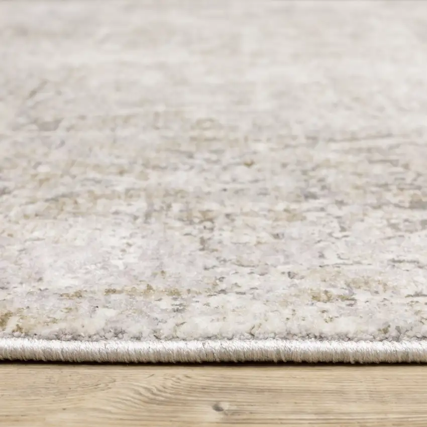 Ivory Grey Tan Brown And Beige Abstract Power Loom Stain Resistant Area Rug Photo 9