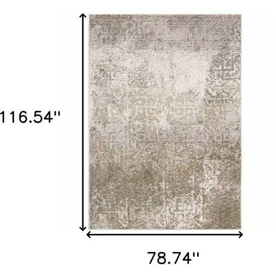 6' X 9' Ivory Grey Tan Brown And Beige Abstract Power Loom Stain Resistant Area Rug Photo 3