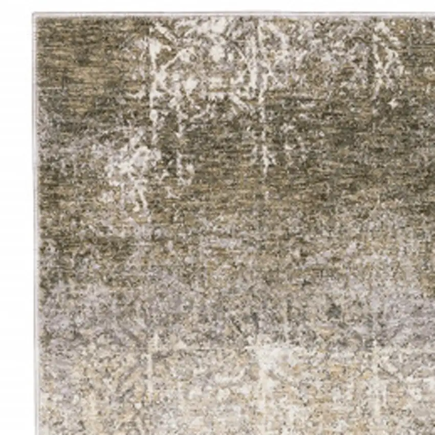 2' X 8' Ivory Grey Tan Brown And Beige Abstract Power Loom Stain Resistant Runner Rug Photo 5