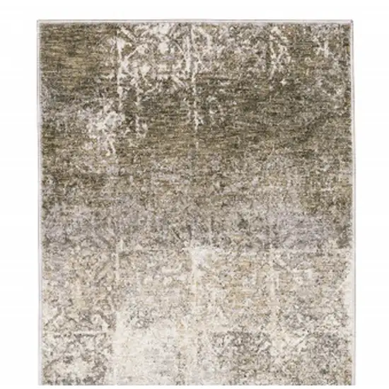2' X 8' Ivory Grey Tan Brown And Beige Abstract Power Loom Stain Resistant Runner Rug Photo 6