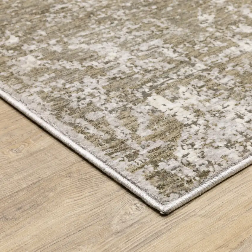 2' X 8' Ivory Grey Tan Brown And Beige Abstract Power Loom Stain Resistant Runner Rug Photo 7