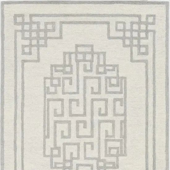 Gray And Ivory Wool Geometric Hand Tufted Area Rug Photo 4