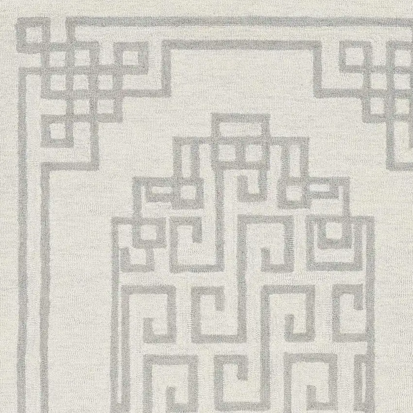 Gray And Ivory Wool Geometric Hand Tufted Area Rug Photo 3