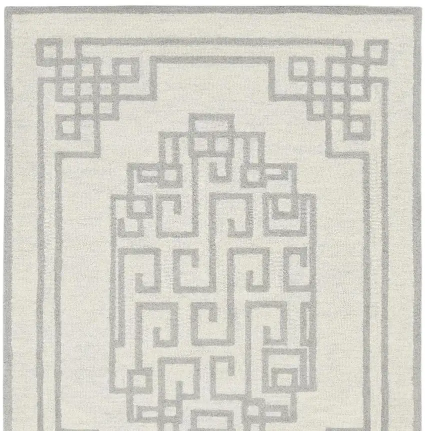 Gray and Ivory Wool Hand Tufted Area Rug Photo 5