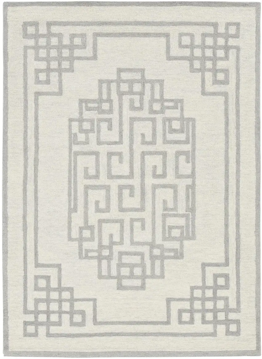 Gray and Ivory Wool Hand Tufted Area Rug Photo 2