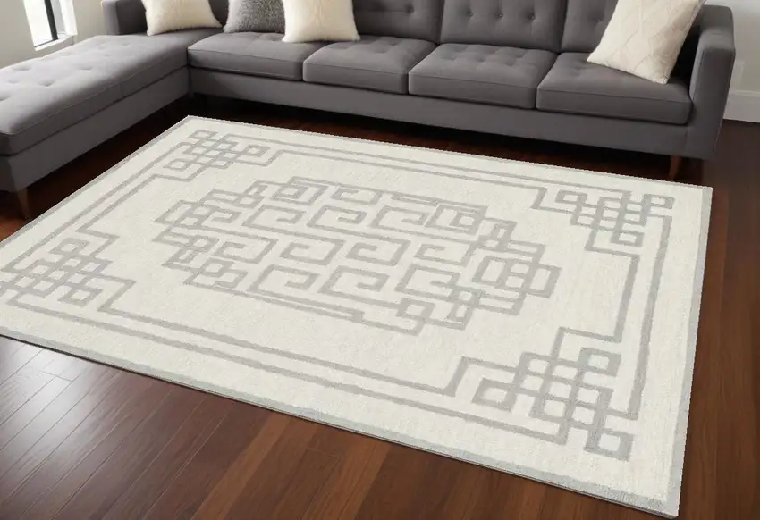 Gray and Ivory Wool Hand Tufted Area Rug Photo 1